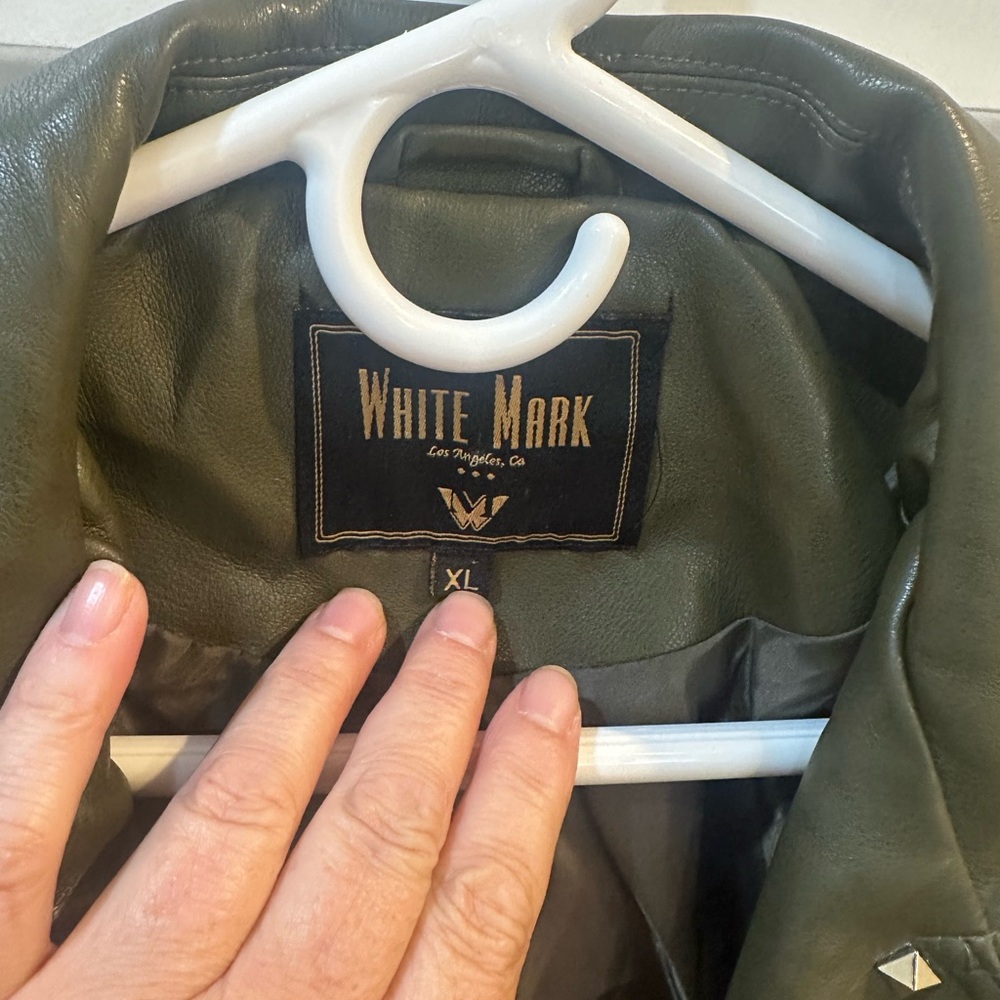White Mark Women's Olive Studded Jacket - Picture 8 of 11